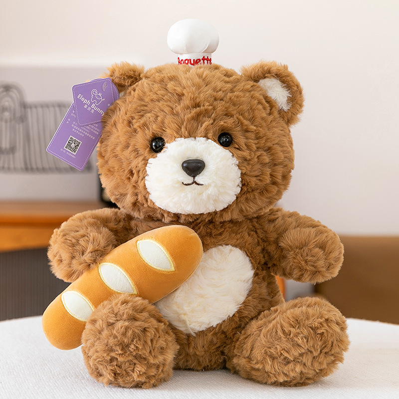 新しいラブベアぬいぐるみかわいいなだめるクロワッサンベア枕睡眠おもちゃ女性ギフトクロスボーダー卸売|undefined