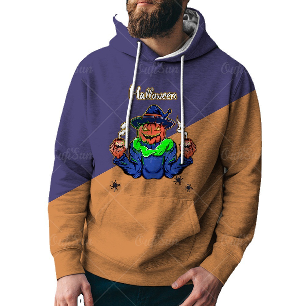 Ropa de Halloween suelta con calabaza moda primavera y otoño deportes transfronterizos 2024 primavera y otoño camisa de hombre otoño sombrero de Halloween