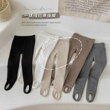 1290儿童连裤袜批发2022冬季加厚连裤袜纯色保暖加绒踩脚裤袜棉