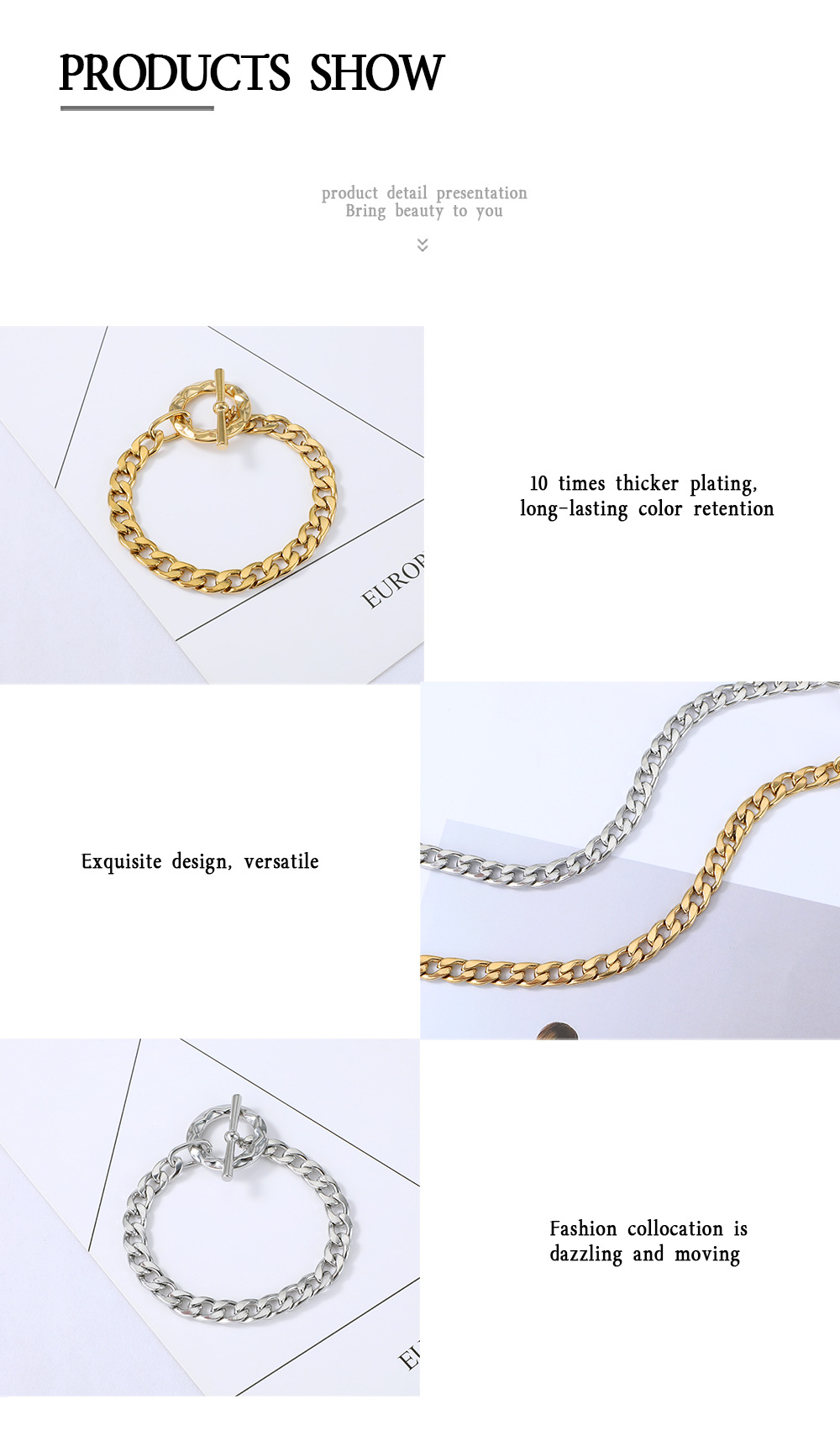 Nihaojewelry Fashion Thick Chain Ot Buckle Stainless Steel Bracelet Wholesale Jewelry display picture 4