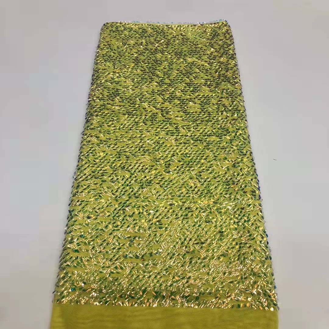 Nuevo bordado de lentejuelas color mágico gradiente de color de tela de lentejuelas vestido de malla de lentejuelas JX1802