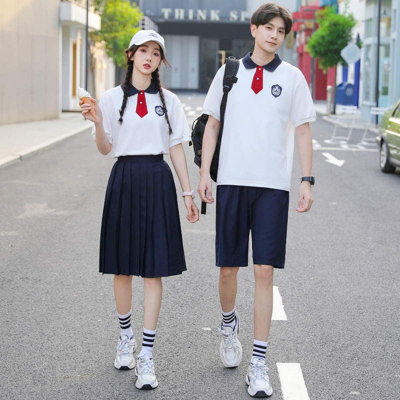 Primary school Senior high school students class uniform short-sleeved T-shirt suit summer games graduation photo chorus performance school uniform
