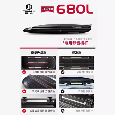 Suv Universal Large Capacity Flat – Roof box - no-drilling-required-680l-upgraded-single-container-black-white-gray-please-specify-your-color-choice-in-the-order-notes