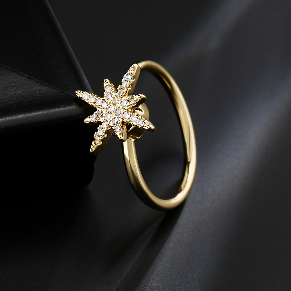 Fashion Rotatable Jewelry Copper Micro-encrusted Zircon Ray Geometric Open Ring display picture 4