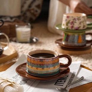 Cross-border Coffee Cup, High-end and Good-looking Floral British Cup and Saucer Set, Gift Water Cup, Accessible Luxury Breakfast Cup Wholesale