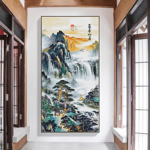 Fuchun Mountain residence picture cross stitch 2024 new vertical full embroidery self embroidery landscape landscape painting hallway handmade thread embroidery