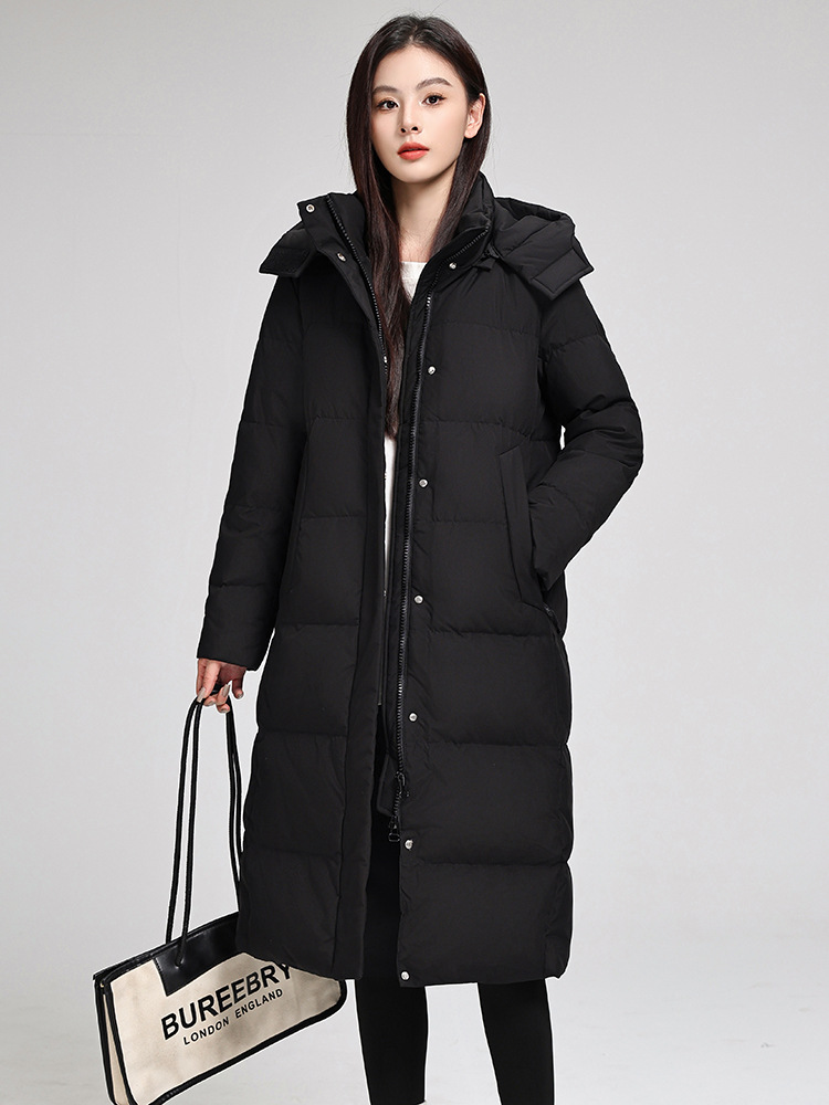 レディースダウンジャケット ロング丈 2025年冬新作 厚手 暖かい ダックダウン 女性用コート おしゃれ シンプル カレッジスタイル
