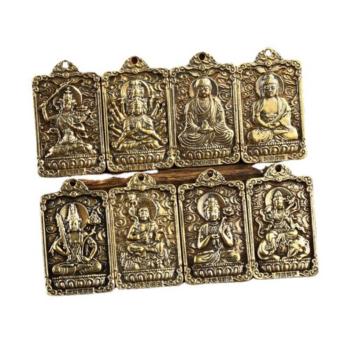 Imitation brass eight patron saints, twelve zodiac signs, natal guardian keychain pendant, portable ornaments, gift pendants