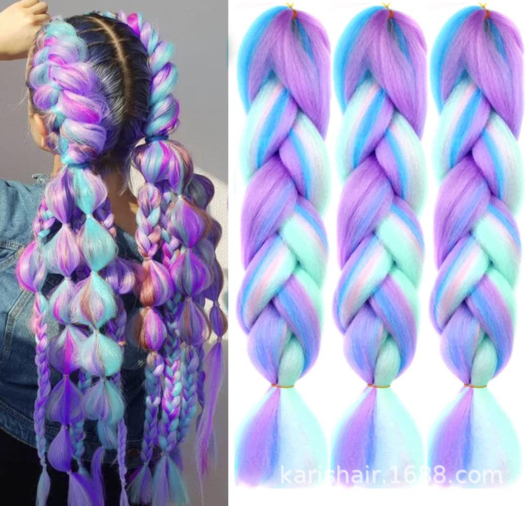 Color a juego Gran trenza de alta temperatura de seda química peluca trenzas extensiones de pelo Color trenzado nuevo color