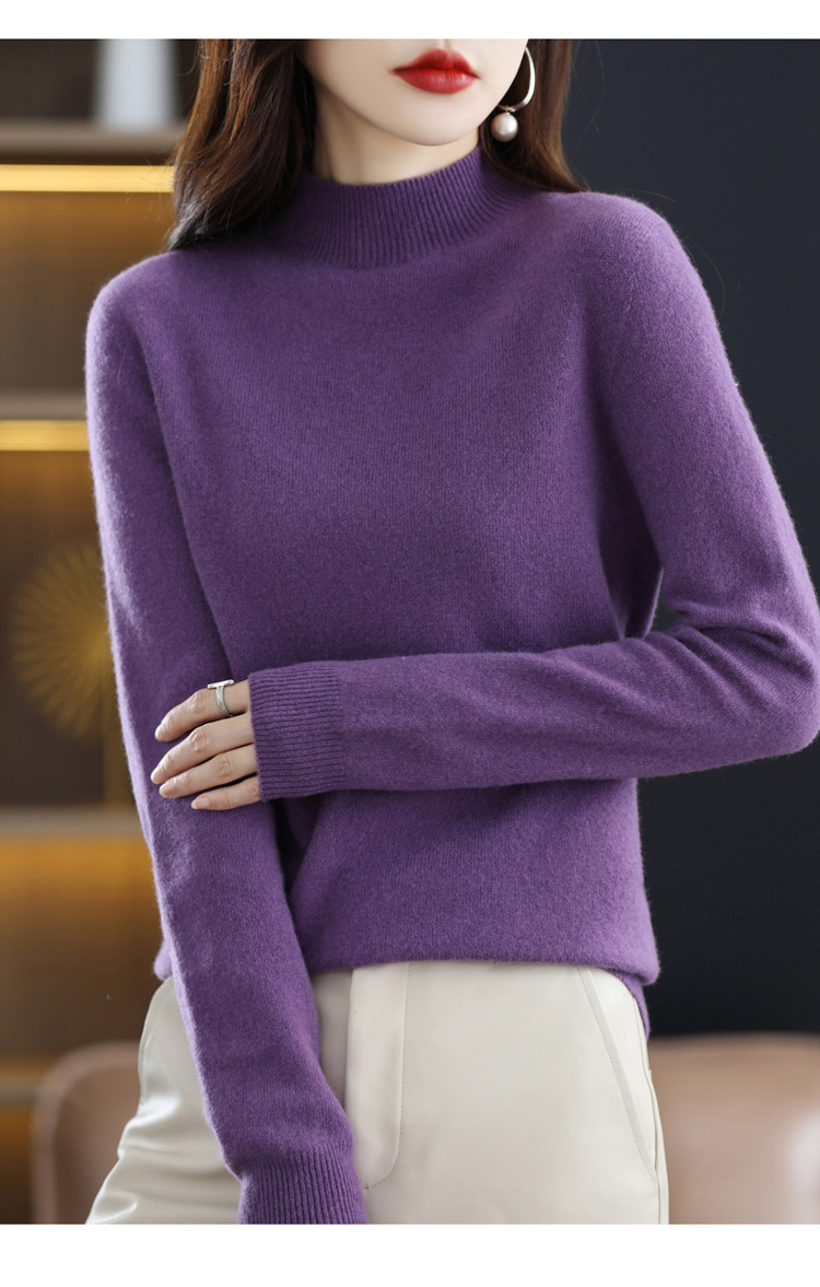 Suéter de lana estilo corto con cuello medio alto, novedad de invierno 2022, suéter ajustado y cálido para mujer, moderno y versátil