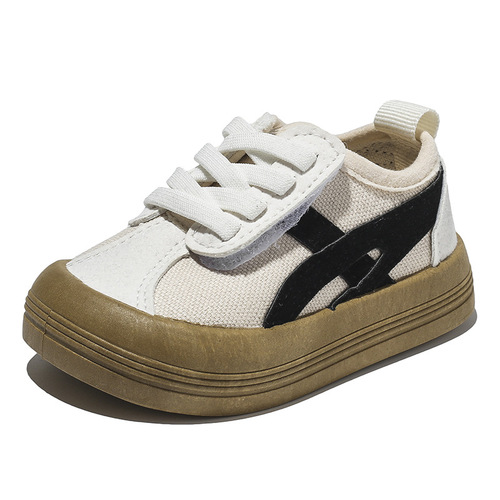 INS Korean children's canvas shoes for boys and girls, AGNES board shoes for children aged 1-5, anti-slip and wear-resistant magic sticker baby shoes