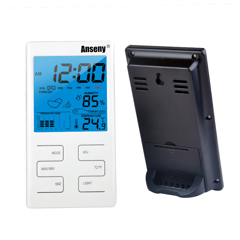 家用大屏幕电子温湿度计室内婴儿房多功能温度计湿度表带天气预报