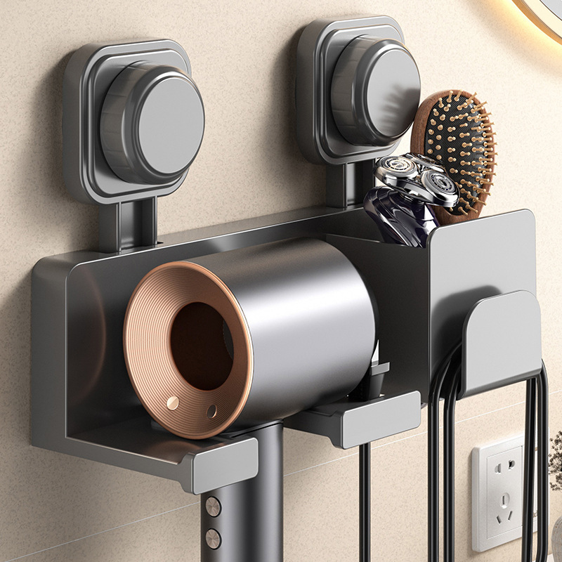 吸盤ドライヤー置物棚トイレ穴なし風筒棚浴室棚ドライヤー壁掛け収納神器|undefined