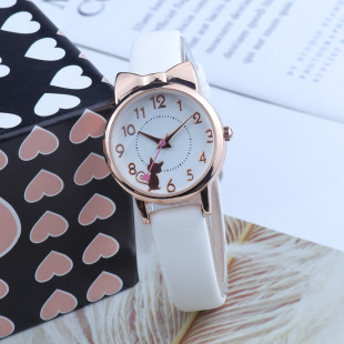 Factory direct new personalized cartoon cat watch children's watch fashion student belt Watch wrist watch wholesale