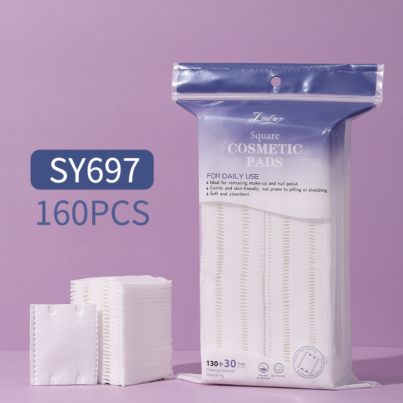 LMLTOP algodón sándwich 160 piezas de algodón de maquillaje de doble cara grueso borde de prensa de la cara húmedo algodón de limpieza de maquillaje exclusivo a través de la frontera
