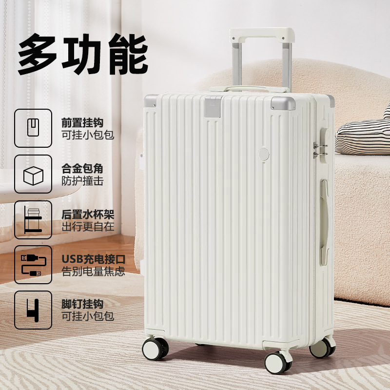 20 pulgadas, maletero y mujer, maleta roja ultra silenciosa, robusta y duradera, 24 contraseñas de viaje, maleta de embarque de cuero.