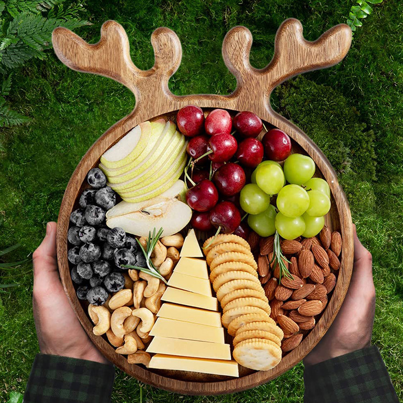 Acacia Wood creative Christmas deer chopping board afternoon tea wooden tray elk wooden fruit plate dessert dried fruit tray