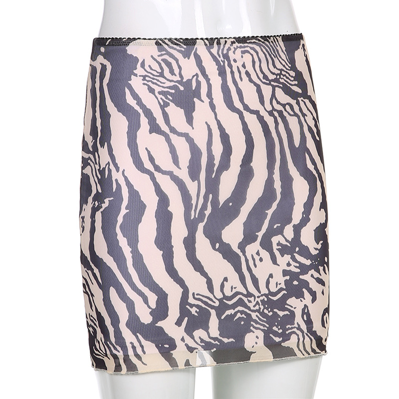 tiger print hit color high-waist half-length skirt NSNWQ56418