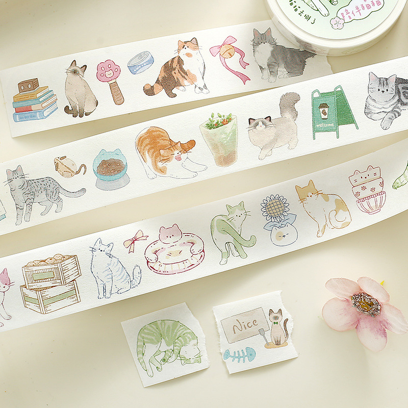 Letter Lover Washi Tape Where Did the Cats Go Series Watercolor Cat Illustration Holiday Gift Decorative Stickers