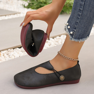Retro Literary Style Round-Toe Flat Japanese Ballet Shoes Mori Girl Shoes Foreign Trade Cross-Border Popular Flat Shoes