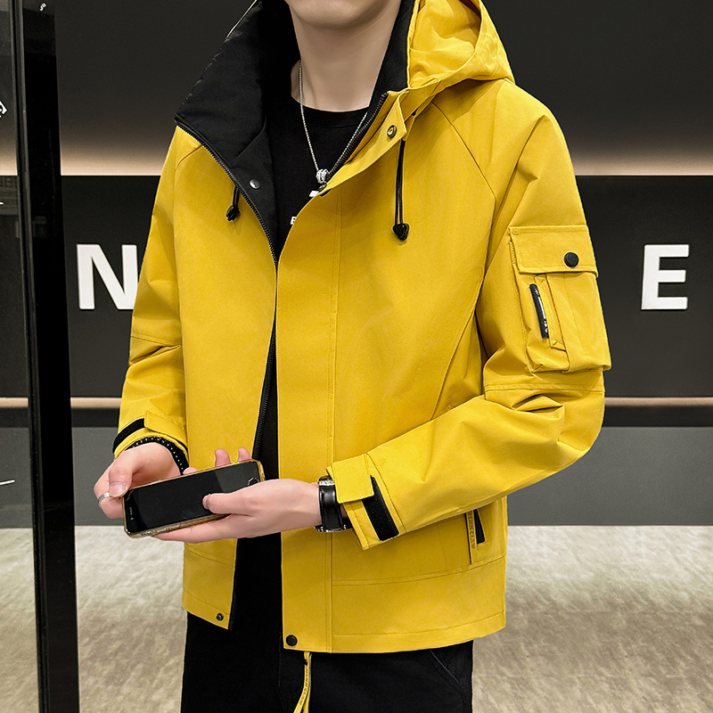2025 primavera y otoño chaqueta encapuchada hombre marca de moda casual versátil chaqueta de trabajo deportivo al aire libre ropa de asalto hombre mayorista