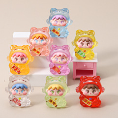 半透明の細かい輝き招き猫 QQ ガールかわいい diy ジュエリーペンダントキーホルダー三次元漫画デスクトップ装飾品