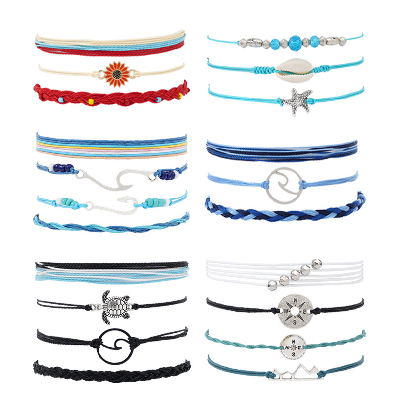 12g Weight Bracelets Classification Beach Tortoise Starfish Flower Alloy Rope Shell Wholesale Bracelets