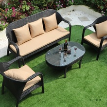 户外休闲庭院花园室外藤编沙发藤椅子组合家具阳台露台客厅民宿椅