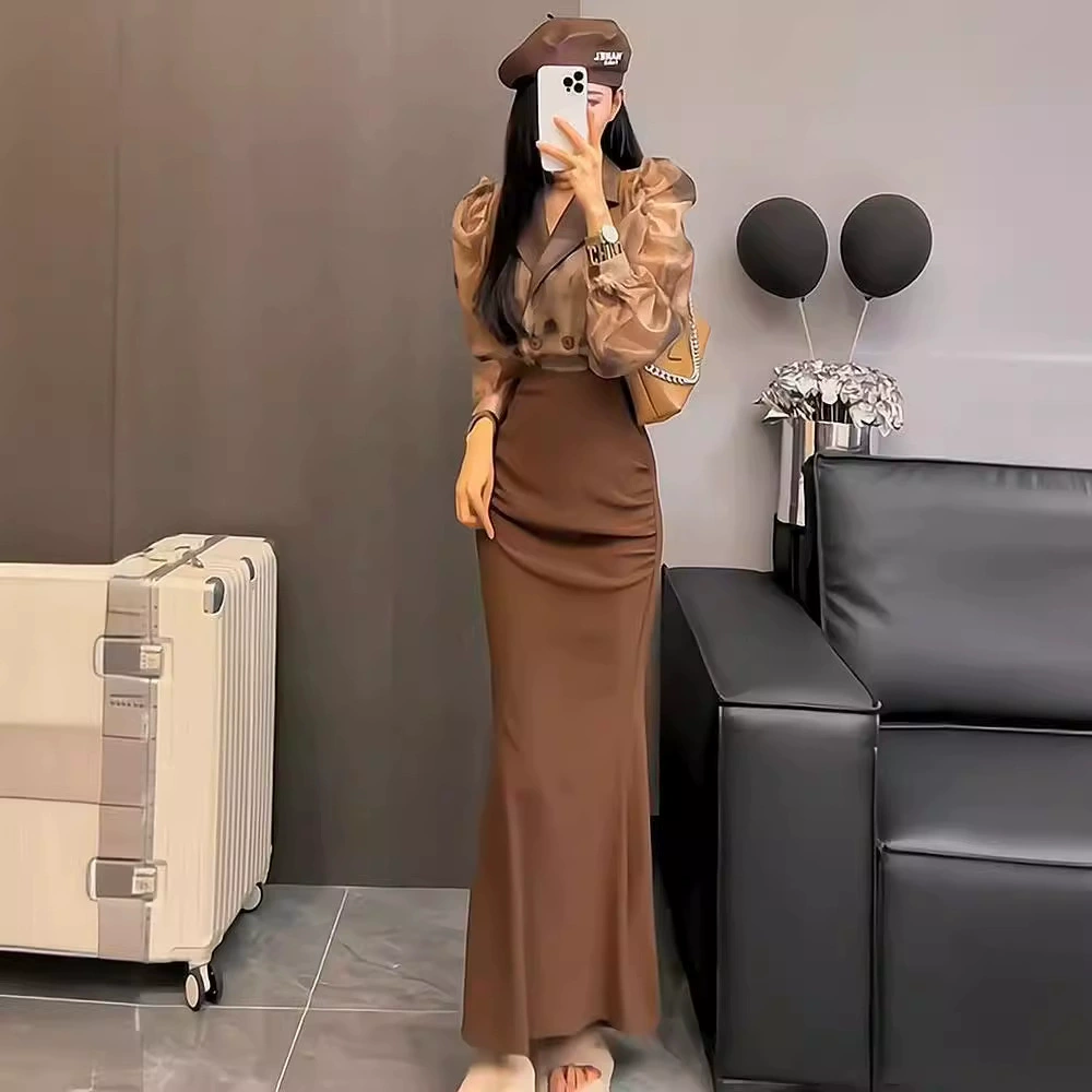 Высокое чувство темперамента маленькая юбка бюст женский 2024 лето новая корейская мода с высокой талией тонкая юбка с рыбьим хвостом