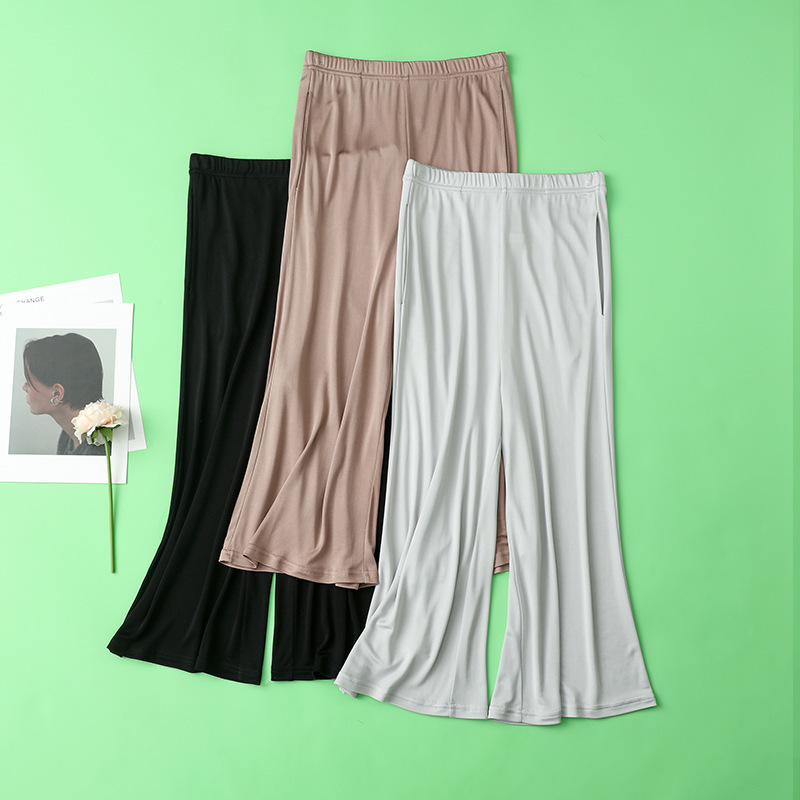 Summer Silk High Waist Heavy Capri Pants Wide Leg Pants Loose plus size Casual Pants Mulberry Silk Pants Women's Square Dance Pants