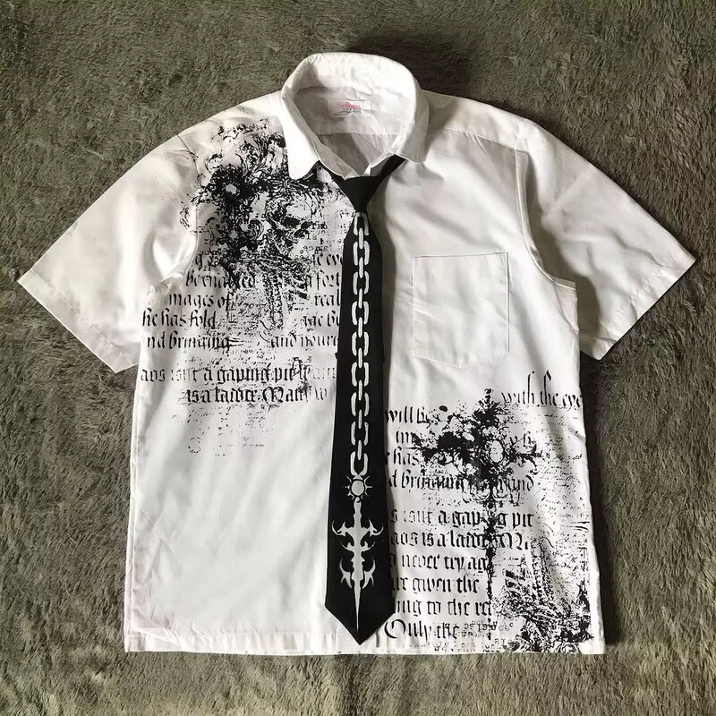 Korean Style 2025 Summer Retro Ins Letter Print Loose Short-Sleeved Polo Shirt