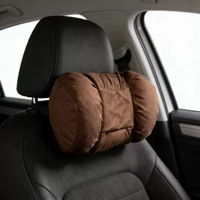 Soft Car Seat Pillow, Headrest - mocha-brown-bubble-suede-headrest