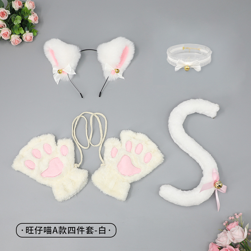 Entrega de una sola pieza lindo gato Cosplay accesorios orejas de gato diadema garra de gato guantes cola de gato accesorios traje