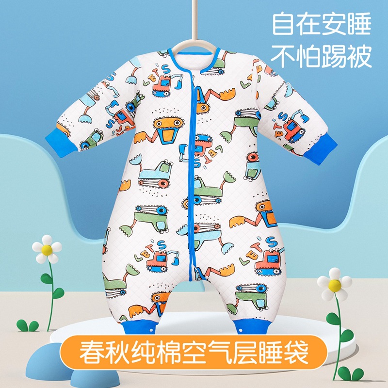 Spring And Autumn Style Combed Cotton Air Layer Sleeping Bag Infant And Toddler Split Leg Sleeping Bag Cartoon Print