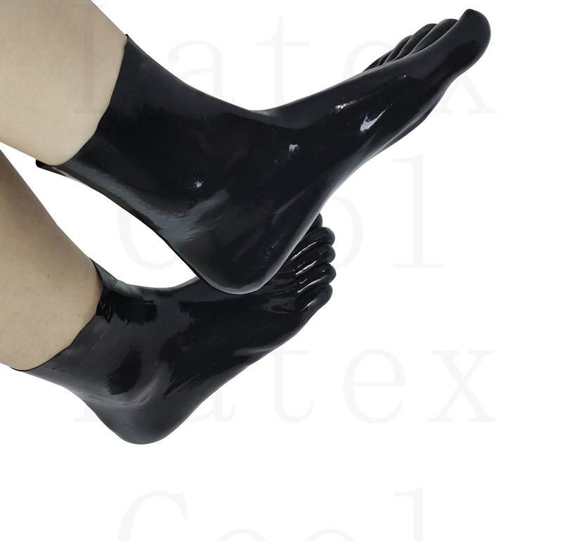 European and American explosion new latex rubber black five-finger socks foot cover short five-finger socks adult sexy foot socks