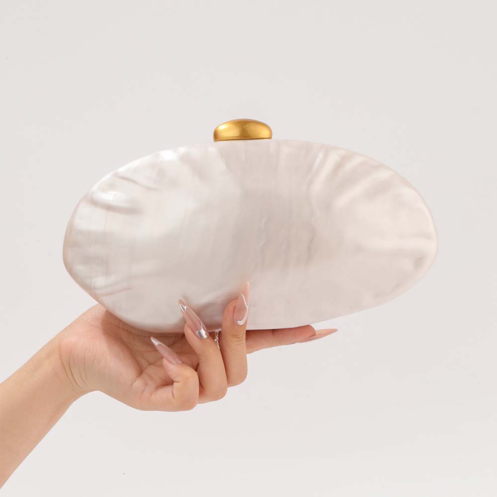 Elegante borsa a tracolla a forma di conchiglia in acrilico: pochette di ispirazione vintage per matrimoni, feste e uso quotidiano_voghion.com