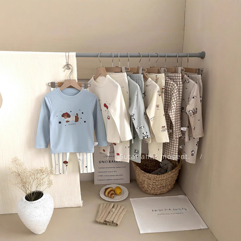 Children's Autumn and Winter Derong Seamless Homewear Set [7A Antibacterial] Boys' and Girls' Thermal Underwear Two-Piece Set