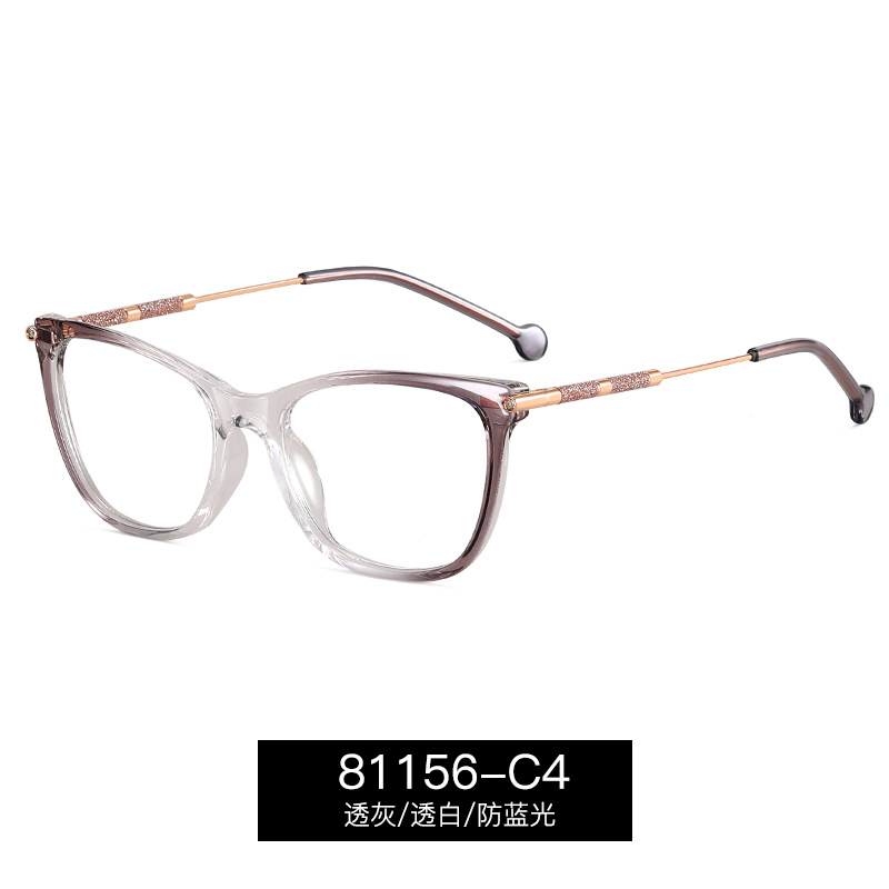 81156 gafas anti-luz azul personales de gran marco para mujeres TR marco de metal de resorte marco óptico de bisagra Europa y América transfronterizos