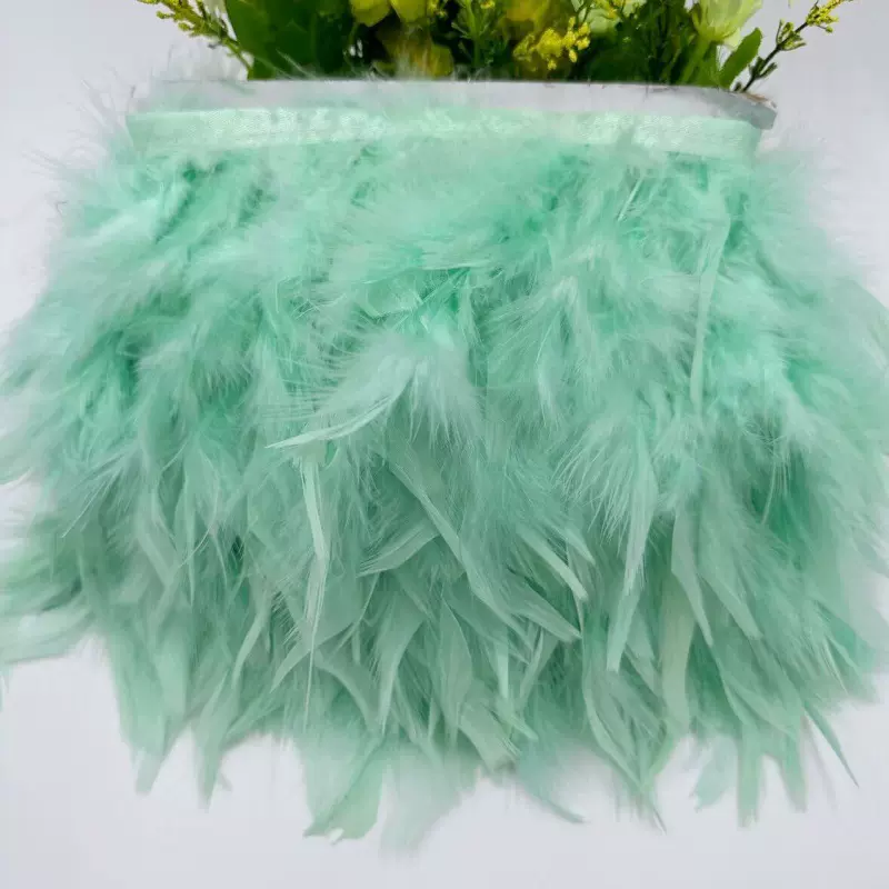 现货DIY火片羽毛布边 火鸡毛布带羽毛灯饰抱枕 服装辅料婚庆装饰