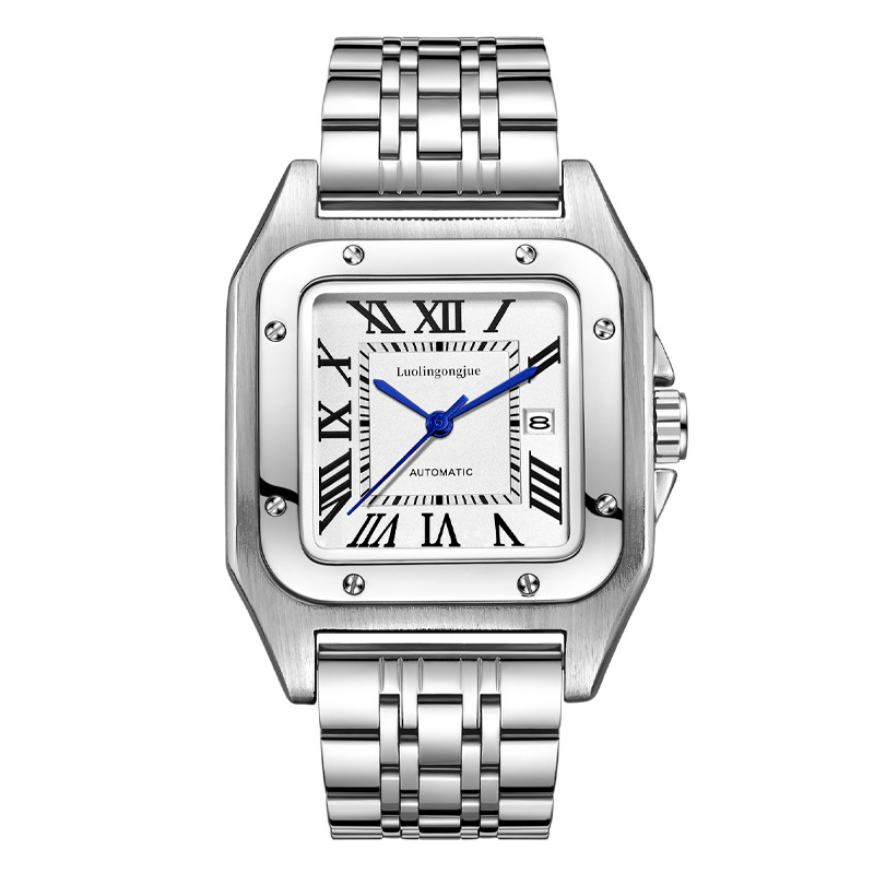 透かし彫りのストライプの山度士の全自動機械は男性の大気の大きい文字板の防水の機械の時計を卸売りして代行します。