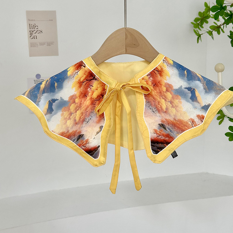 Cuello falso para niños, cuello falso de todo fósforo, cuello de hoja de loto, chal pequeño, cordones de alta calidad, chaleco pequeño de doble capa, bufanda de nube