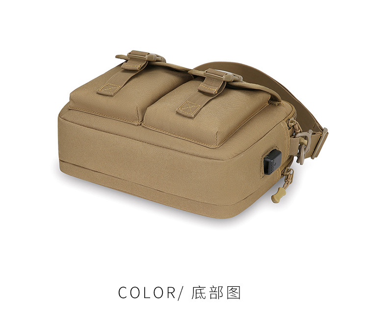 Single-shoulder bag, outdoor tactical multi-functional USB charging crossbody bag, military camouflage backpack, travel outdoor cycling bag undefined