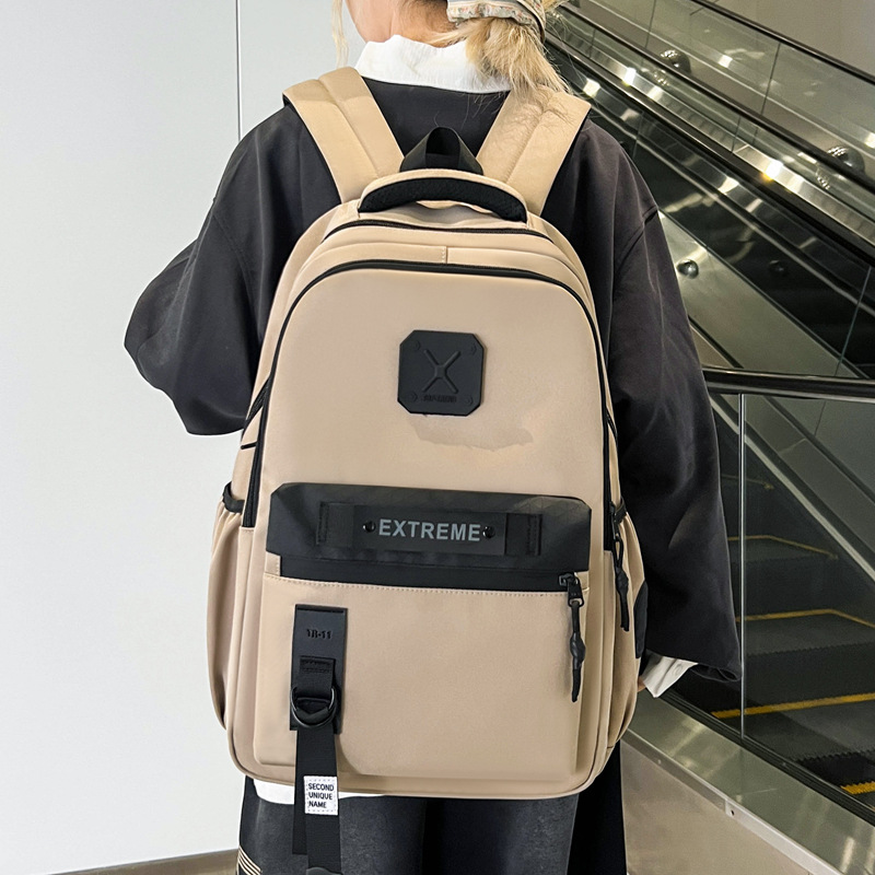 Color sólido unisex simple mochila de estudiantes de secundaria alta capacidad de nylon viaje mochila de estudiantes