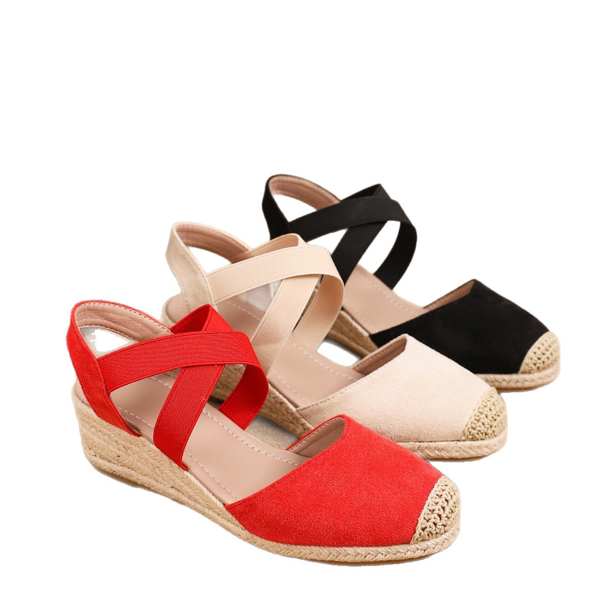 Sandalias de Cuña Estilo Alpargata con Banda Elástica para Verano