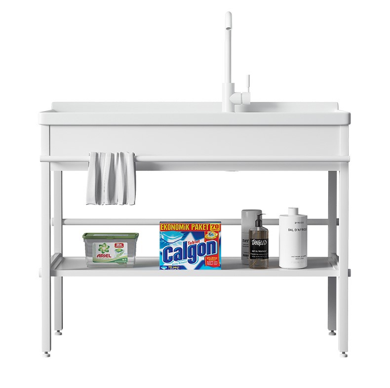 lavabo de cerámica con tablero de fricción tipo piso al aire libre soporte de acero inoxidable lavabo de manos balcón lavabo integrado lavabo de mesa