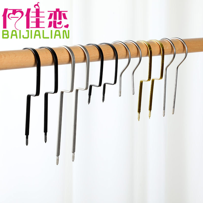Solid Wood Hanger Clothing Store Special Hook Hook Hook Accessories Hanger Hook Flat Hook Electroplated Lengthened Round Hook