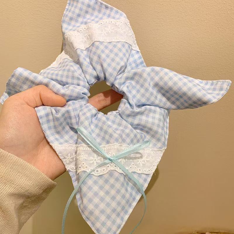 5711 썸머 레터 체크 스카프-블루 체크 (26cm)