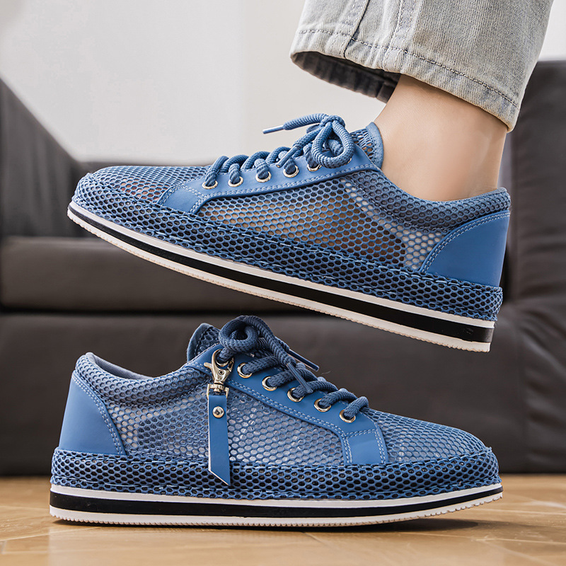 Nuevo casual para hombre, todo fósforo, cómodo, transpirable, color sólido con cordones, tacón plano, punta redonda, tendencia de moda, zapatillas de deporte para hombre