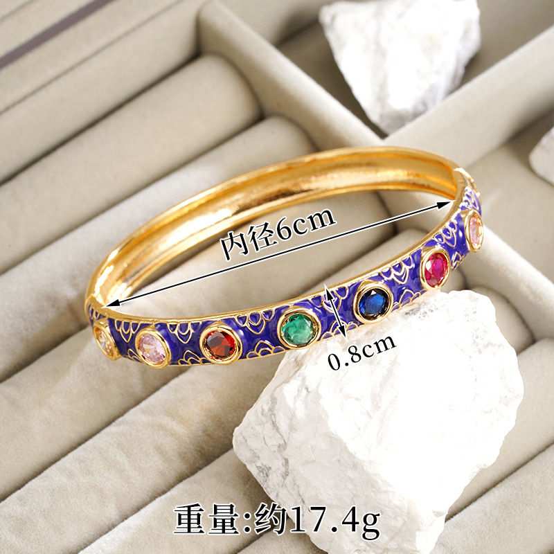 Nuevo producto Gufasha pulsera de oro de zinc de color de zirconio, anillo de oro de 18 quilates galvanizado, joyas de mano transfronterizas de mujeres europeas y estadounidenses