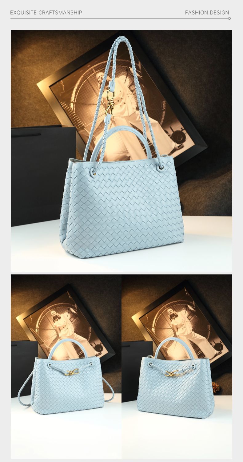 Túi tote da nữ dệt kim đáy rộng khóa cài — Cỡ lớn màu đỏ rượu, Cỡ to màu nâu, Cỡ lớn màu xám, Cỡ lớn màu đen chi tiết 18